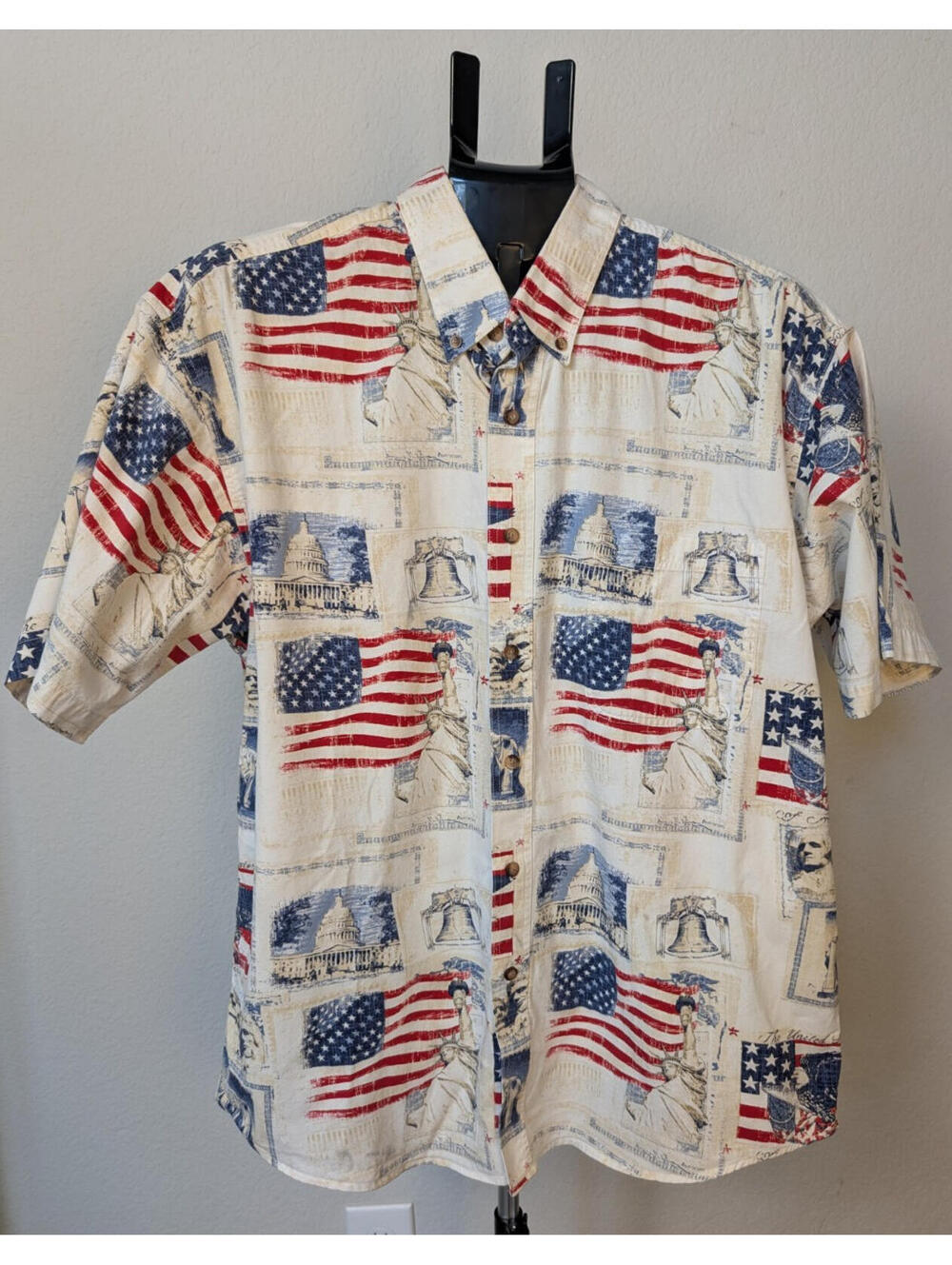 Americana Vintage Bit & Bridle USA Patriotic Button Down Shirt L